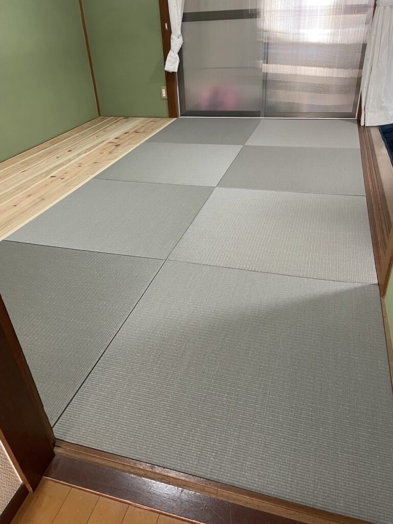 姫路市　和紙表新調　杉無垢フローリング張り